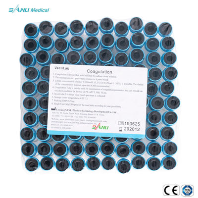 CE ISO Blue Top Glass Coagulatie-reageerbuizen met 3,2% natriumcitraatadditief
